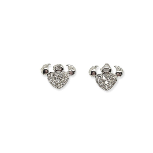 MCJ - Sterling Silver Cubic Zirconia Heart Stud