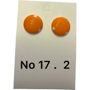 19mm Button Fabric Studs - Orange with Cross