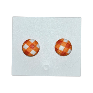 8mm Button Studs - Orange Gingham