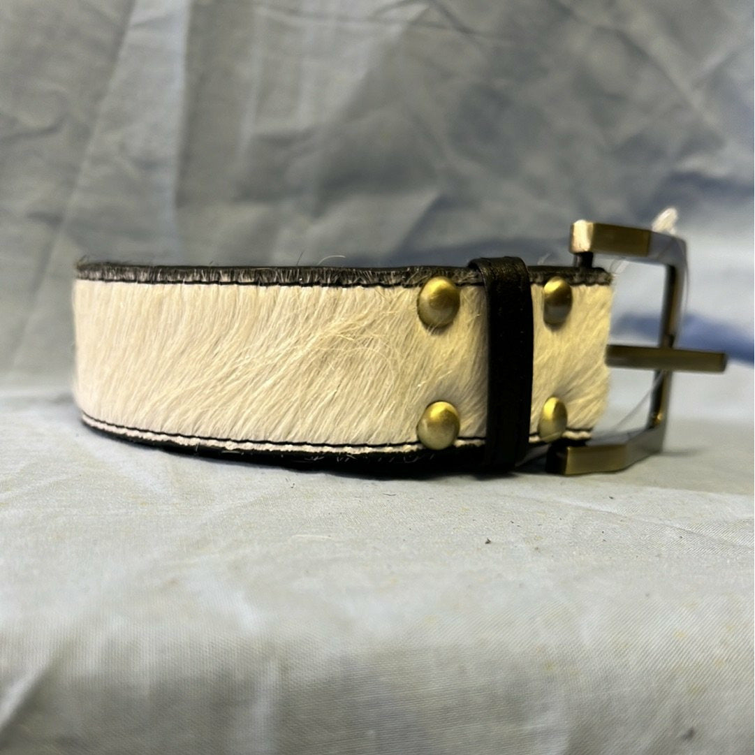 Thick Cowhide Belt – Black Jersey Hair-On & Black Leather
