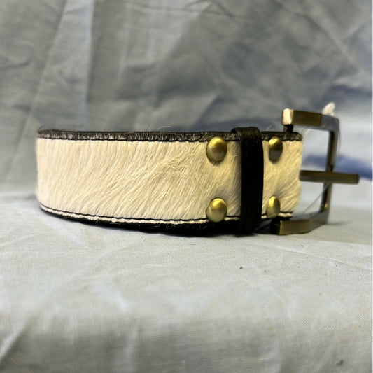 Thick Cowhide Belt – Black Jersey Hair-On & Black Leather