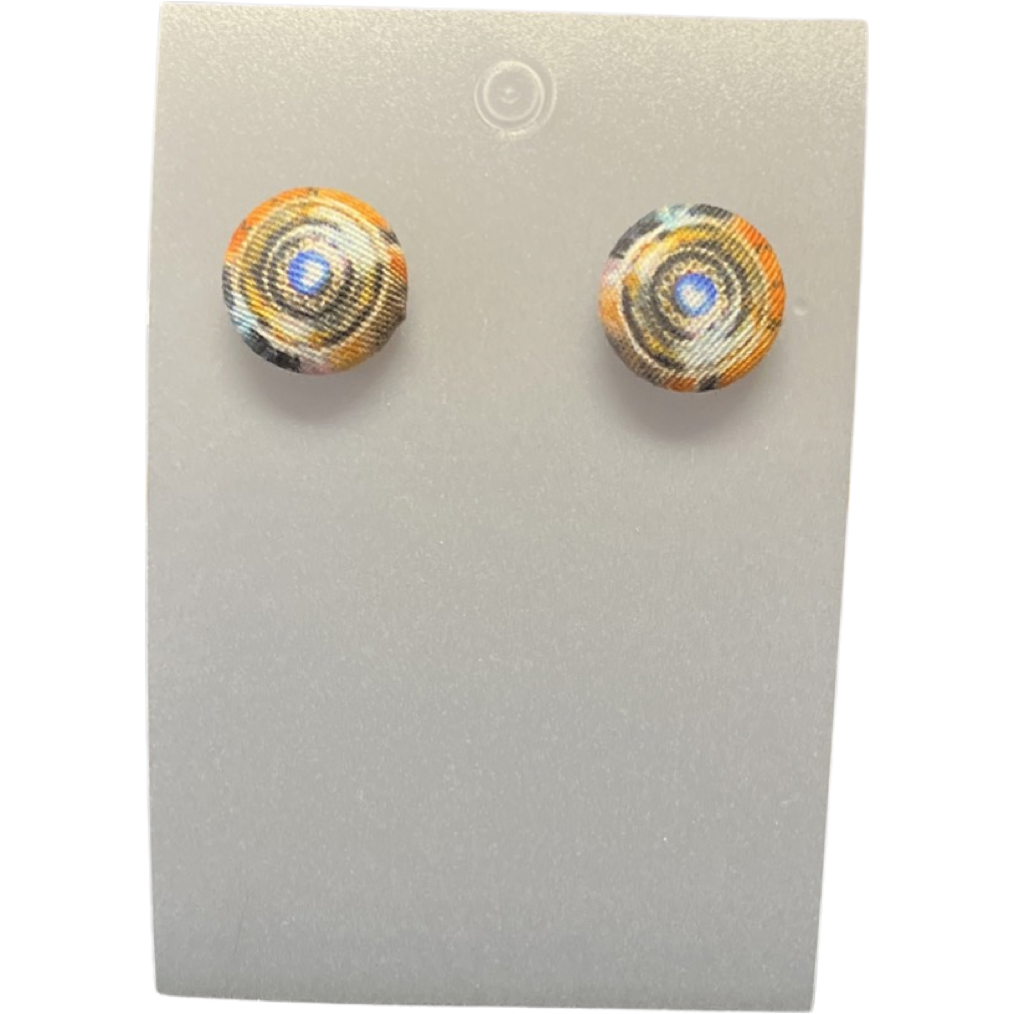 15mm Button Earrings - Swirl Patten