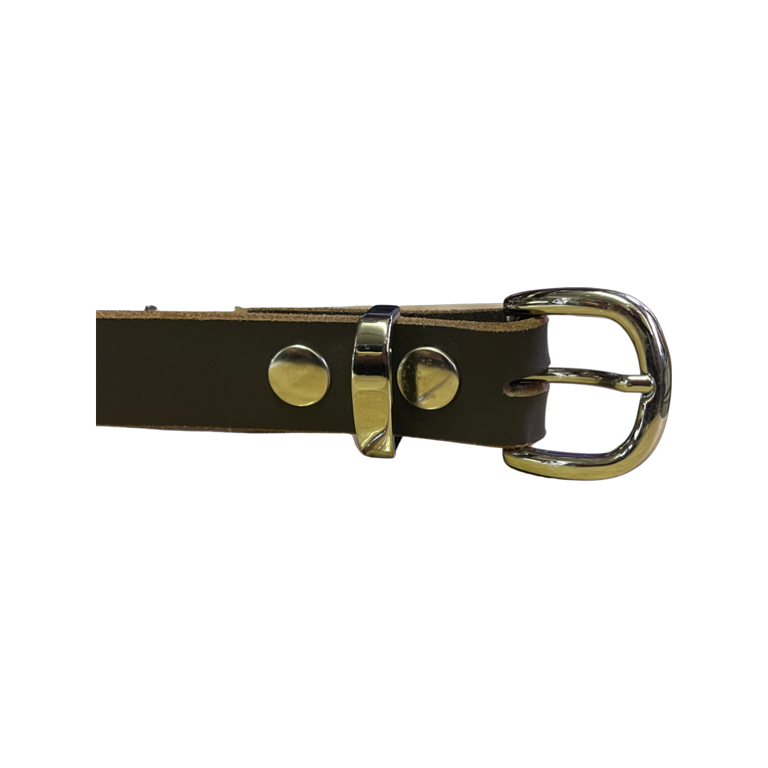 Leather Belt - Removable Buckle - Brown - 1" wide