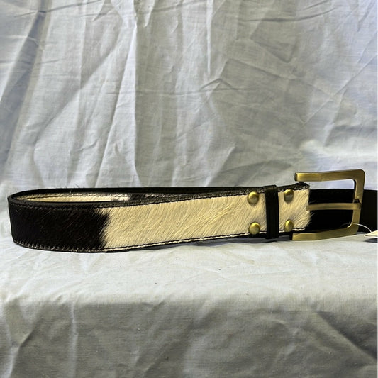 Thick Cowhide Belt – Black Jersey Hair-On & Black Leather