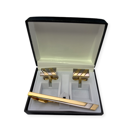 Striped Cuff links and Tie Bar