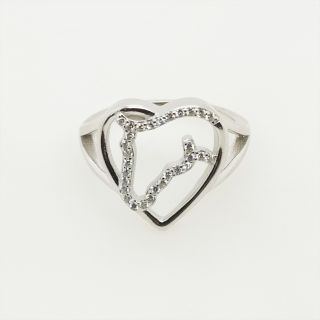 MCJ Sterling Silver Cubic Zirconia Horse in Heart Ring